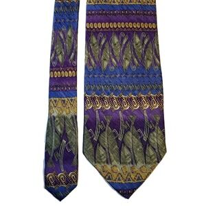 TESORO ROSSO UOMO MODA 100% Silk Handmade Neck Tie Multicolor, Palm Leaf 59.5"